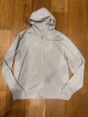 Vuori Light Gray Zip-Up Hooded Sweater